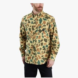 Carhartt Men's Rugged Flex Relaxed Fit Midweight Flannel Camo Long-Sleeve large